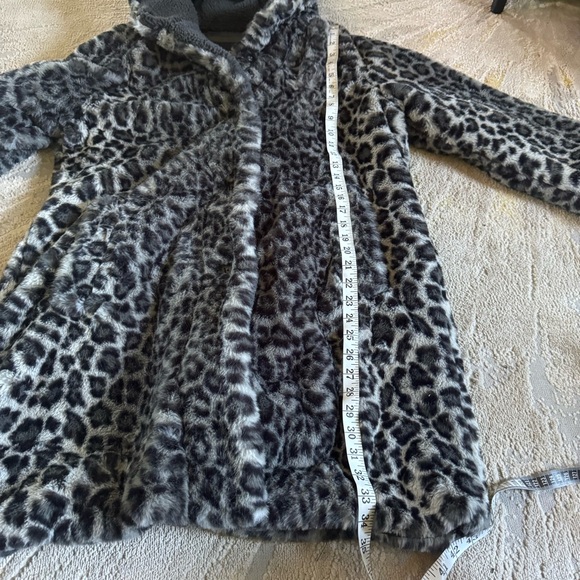 Lucky Brand coat faux fur gray black hooded large - Picture 7 of 8
